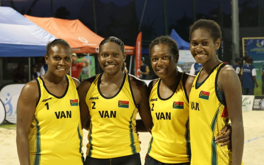 Vanuatu beach volleyball team in Wuhan, China. Photo: Vanuatu Beach Volleyball