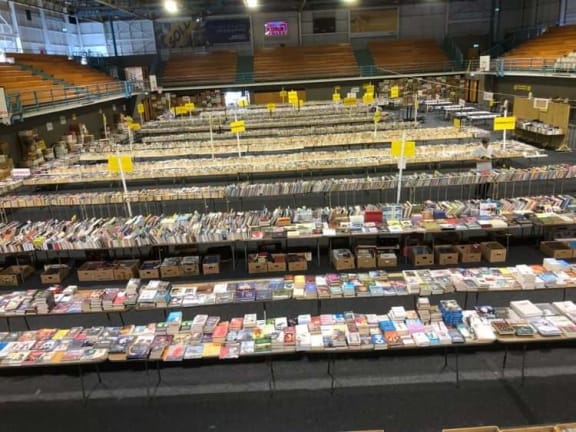 Barfoot & Thompson Stadium is jam-packed with books before each annual sale.