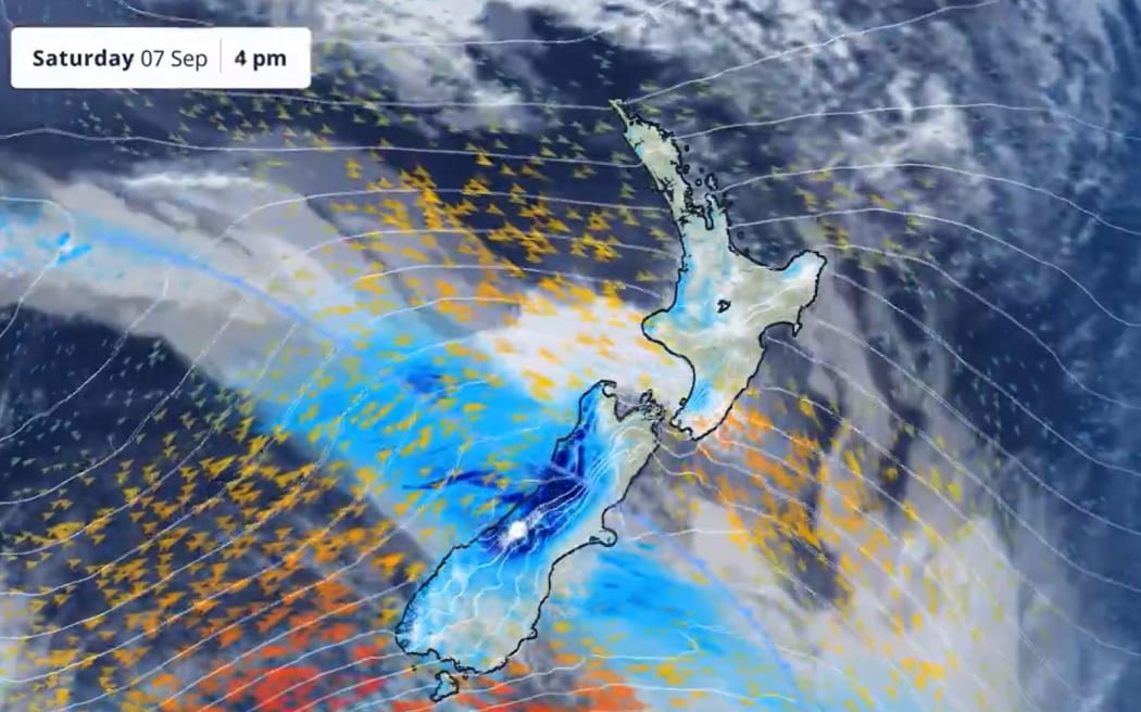 MetService says a front will move up the country on Saturday.