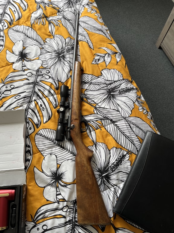 Items seized by police after a man was shot with a spear gun in Hamilton on on 23 November.
