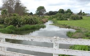Karewarewa stream flowing beside Mangaroa marae at Bridge Pā in Hawke's Bay.