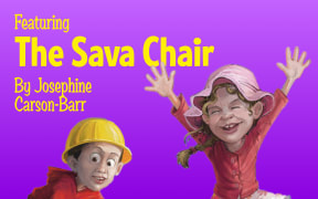 Text reads "Featuring The Save Chair by Josephine Carson-Barr" and is illustrated with two children