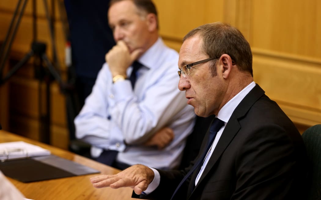 Leader of the Labour Party Andrew Little (right) and Prime Minister John Key.