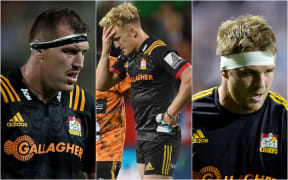Left to right: Brodie Retallick, Damian McKenzie and Sam Cane.