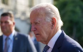 US President Joe Biden speaks to members of the media on the South Lawn of the White House after arriving on Marine One in Washington, DC, US, on Monday, Sept. 2, 2024.