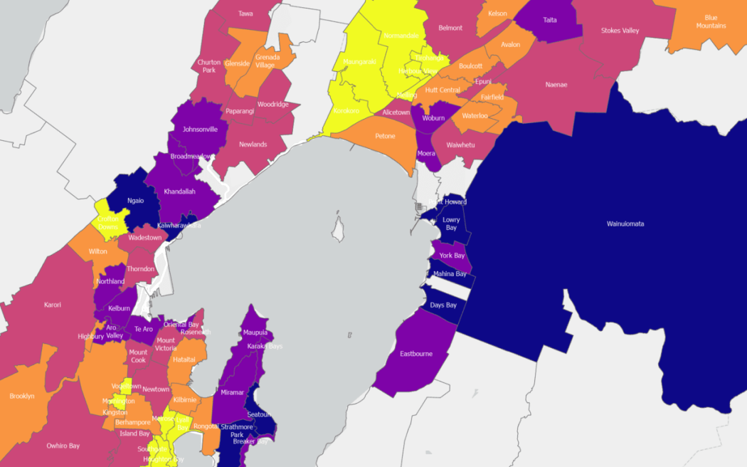 Wellington suburbs neighbouring value difference.