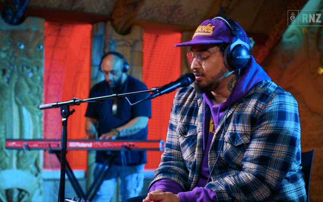 Auckland rapper Kings performs live for RNZ Music live at Unitec's Te Noho Kotahitanga marae