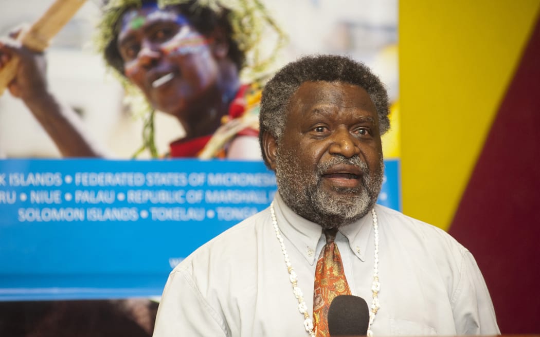 Chief Justice Vincent Lunabek speaks at the launch of the Women and Children’s Access to the Formal Justice System in Vanuatu.