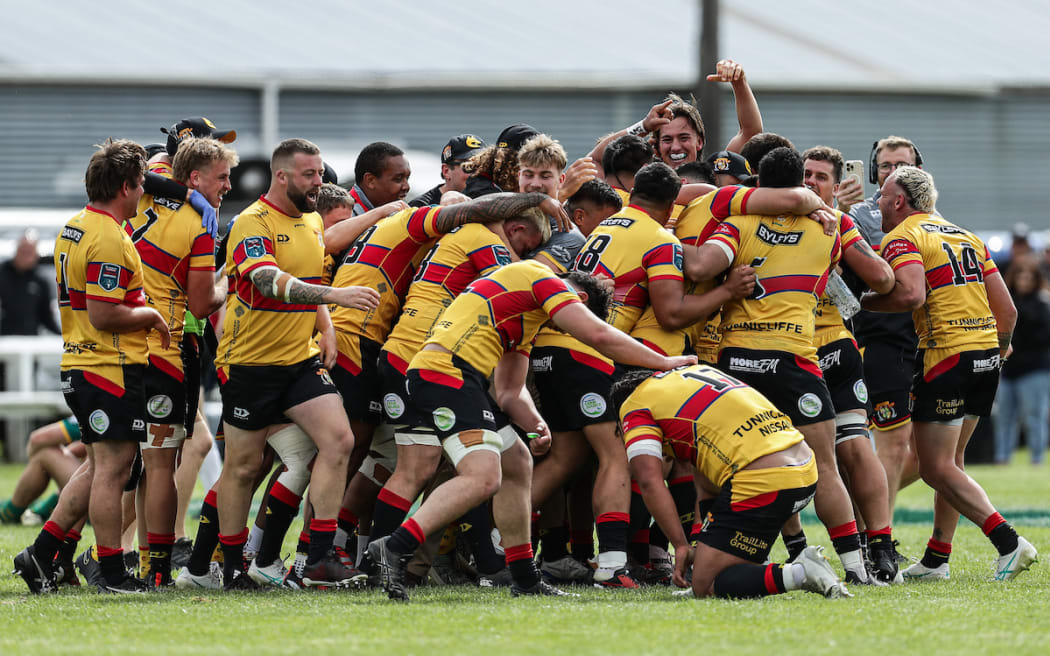 Thames Valley celebrate their win during the Meads Cup Final.