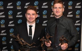 Beauden Barrett and Jordie Barrett at the 2016 NZ rugby awards.