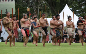 Pōwhiri for Te Arikinui Kuiini nga wai hono i te po and the Kiingitanga at Waitangi.