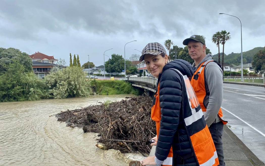 Gisborne mayor Rehette Stoltz (front) says two major bridges in Gisborne are being checked thoroughly for damage, and roads will need to be closed so flood debris can be cleared from them.