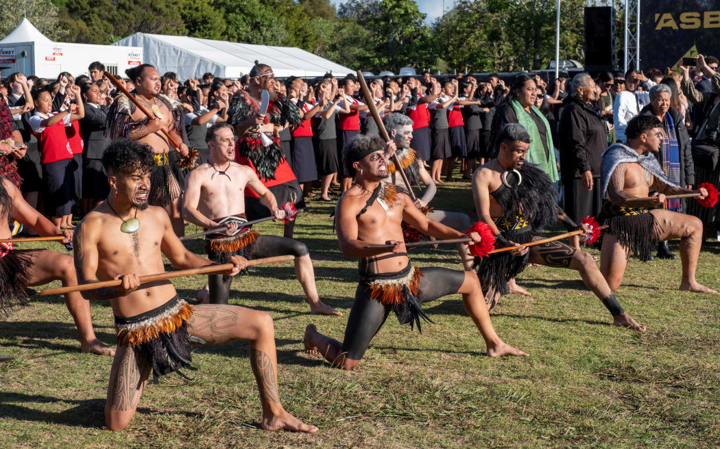 Warriors at the ASB Polyfest Powhiri