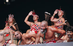 Kapa Haka group, Mātangirau, take the stage at Eden Park for Te Matatini 2023