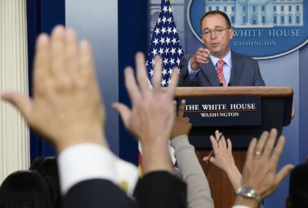 Mick Mulvaney answers questions from the White House press corp.