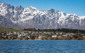 Queenstown, south island, new zealand looking over Lake Wakatipu with the remarkables in the distance.
