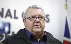 Media conference in the bunker at Parliament. Gerry Brownlee speaks to media.