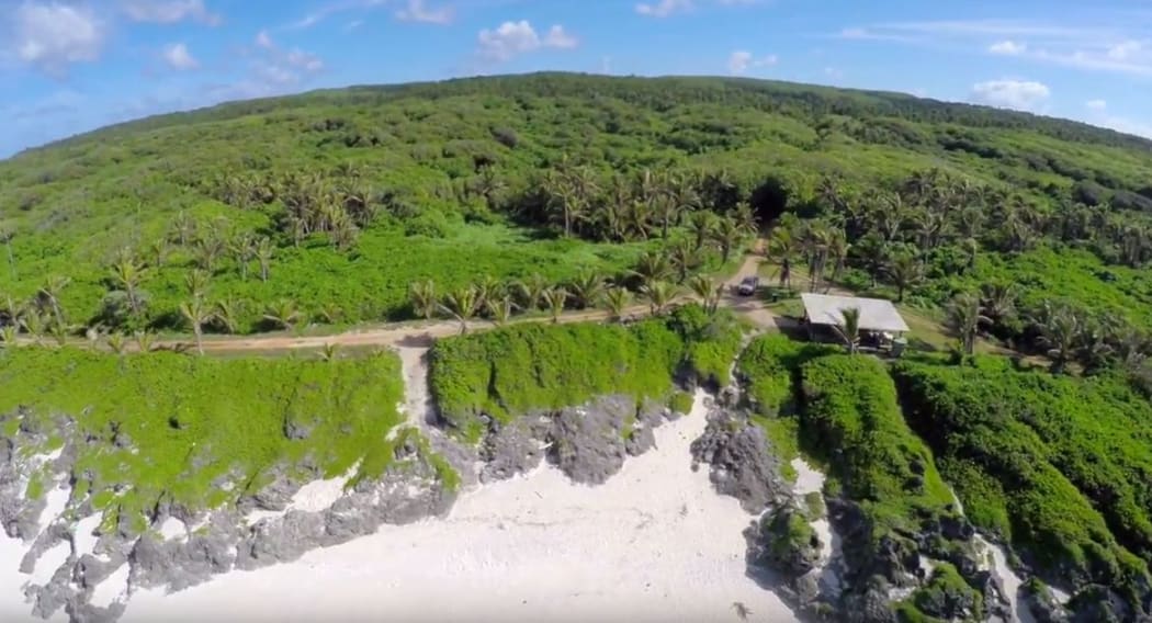 A beach-side road on Atiu