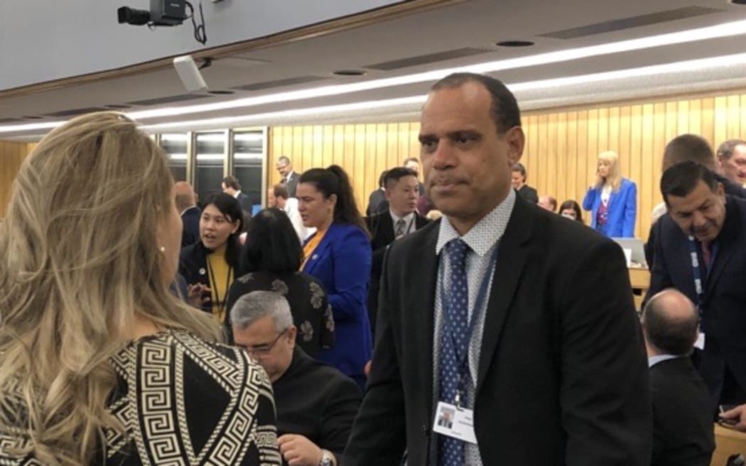 Vanuatu's Climate Change Minister Ralph Regenvanu at the IMO's MEPC80 in London. 3 July 2023