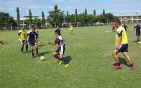 The American Samoa men's football team training in Fiji.