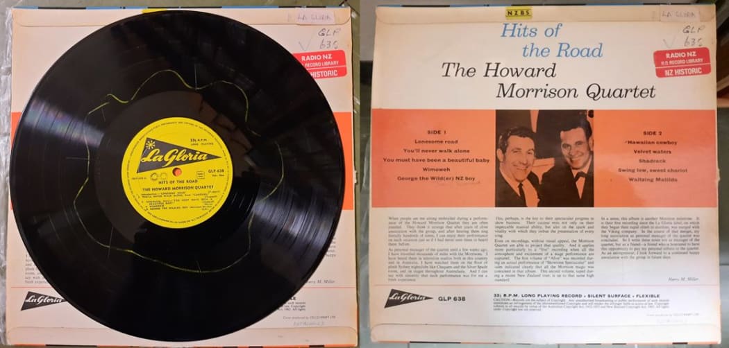 The vinyl and album cover showing how NZBC banned the Howard Morrison Quartet  song 'George the Wild(er) NZ Boy'