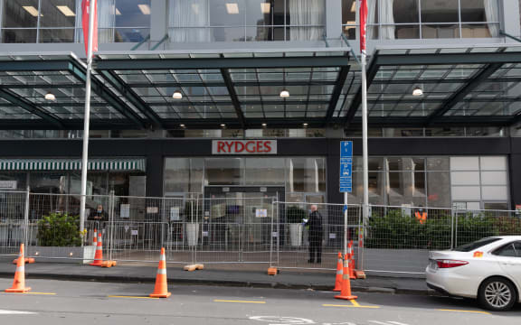 The Rydges Hotel, which is being used as a managed isolation facility, in Auckland.