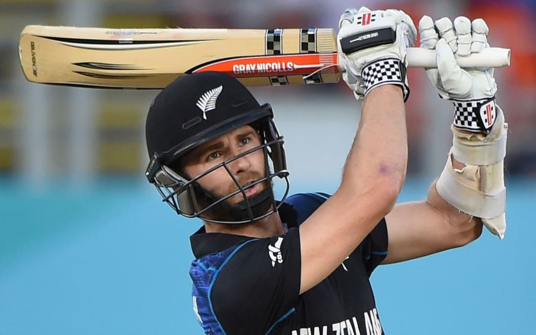 Kane Williamson in action with the match-winning six against Australia at Eden Park