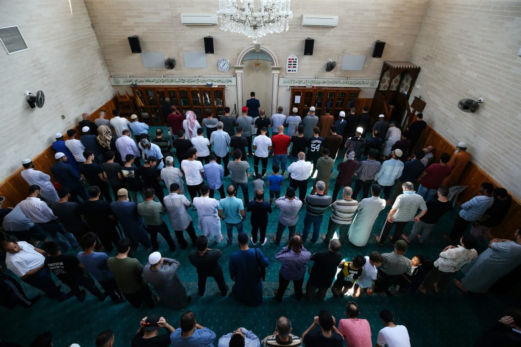 Muslims pray as local community gather to pay their respects for the Christchurch mosques victims during an Open Day at Preston mosque in Melbourne on March 17, 2019.