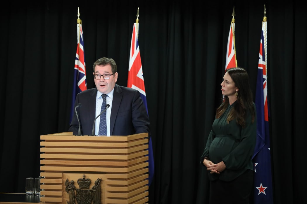 MP Grant Robertson and PM Jacinda Ardern at the Prime Ministers Press Conference