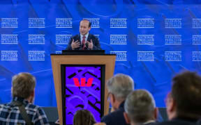 (220810) -- CANBERRA, Aug. 10, 2022 (Xinhua) -- Chinese Ambassador to Australia Xiao Qian addresses the National Press Club of Australia in Canberra, Australia, Aug. 10, 2022. Xiao said here on Wednesday that the positive progress in China-Australia relations "is an encouraging start" and it's important for both sides to strive to bring the bilateral relations back on the right track. (Photo by Chu Chen/Xinhua) (Photo by Chu Chen / XINHUA / Xinhua via AFP)