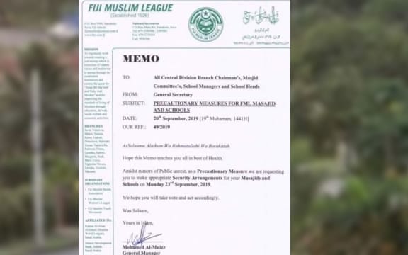 Memo from the Fiji Muslim League