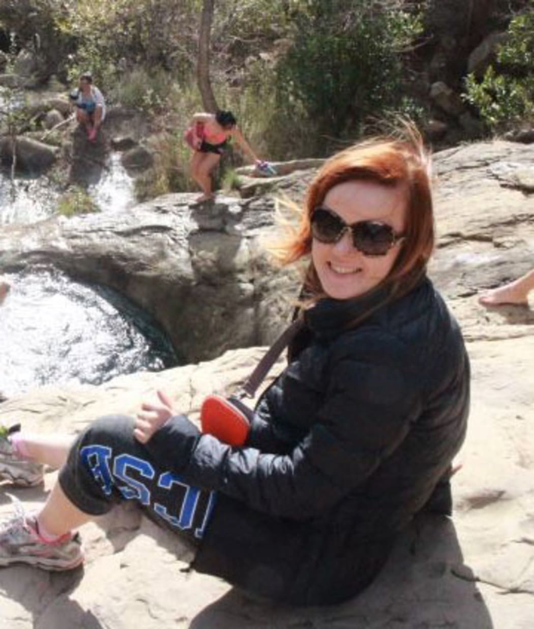 Hannah Merritt with friends in the Santa Barbara mountains earlier in her trip.