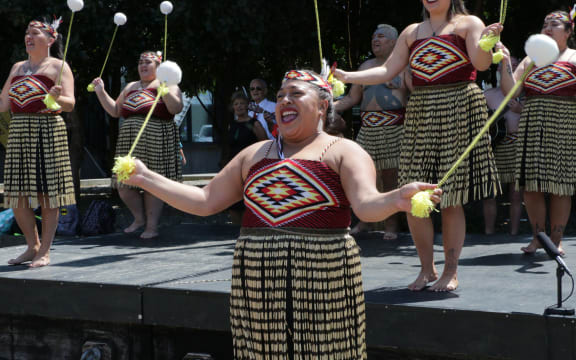 The pop-up poi performance, led by New Zealand's oldest kapa haka group Ngāti Poneke, is one of many events to mark the up coming Te Matatini festival.