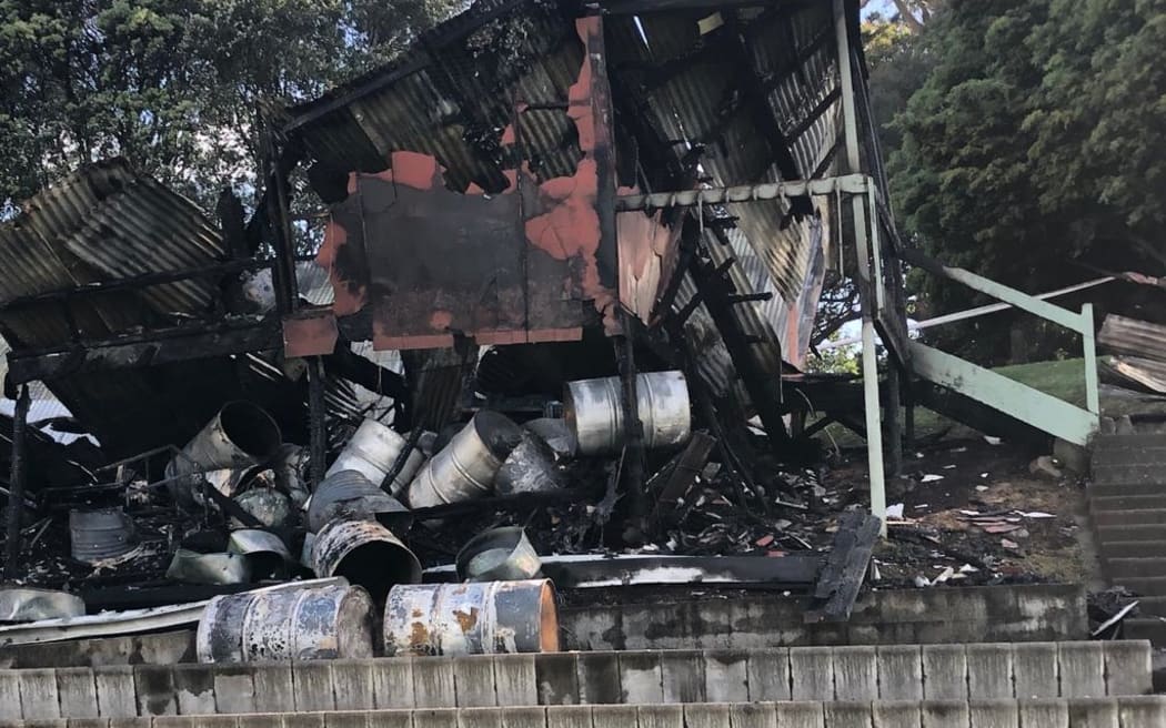 Marist Saints Rugby League clubrooms at Mt Albert, gutted in the fire on Nov 16 2023