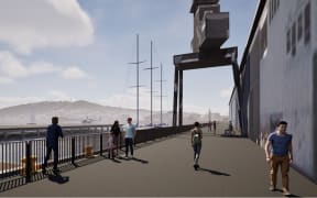 A graphic showing Wellington's waterfront with balustrades.