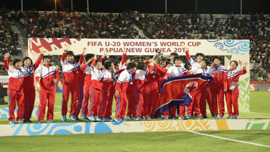 North Korea celebrate winning the FIFA Under 20 Women's World Cup in Port Moresby.