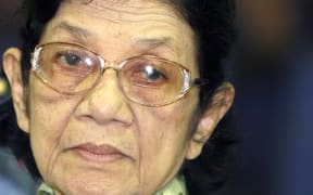 Ieng Thirith, pictured in 2009, in a Phnom Penh court.