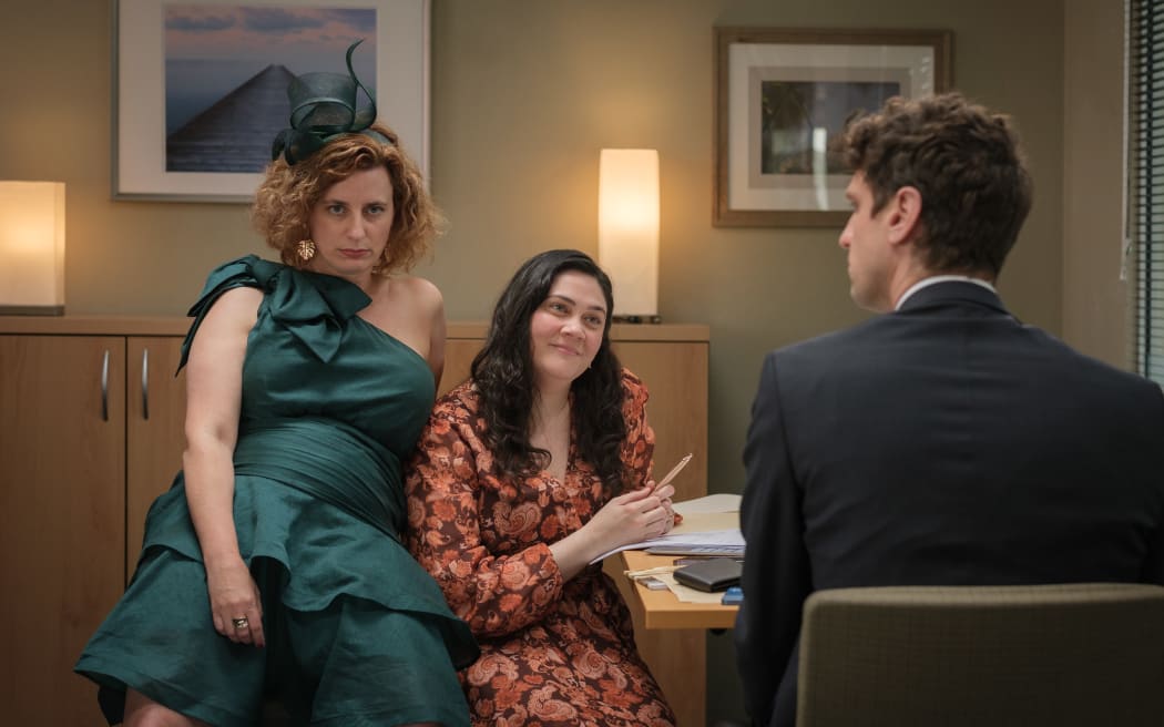 Felicity Ward, Shari Sebbens and Steen Raskopoulos star in The Office Australia.