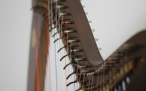 Detail of a lever harp