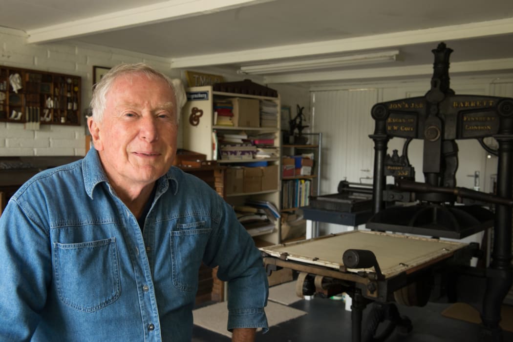 Tara McLeod in his studio at his Albion Press