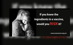 This anti-vaccine billboard was erected alongside a motorway in South Auckland.