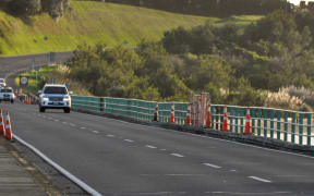 The crash site on Maungatapu Bridge.