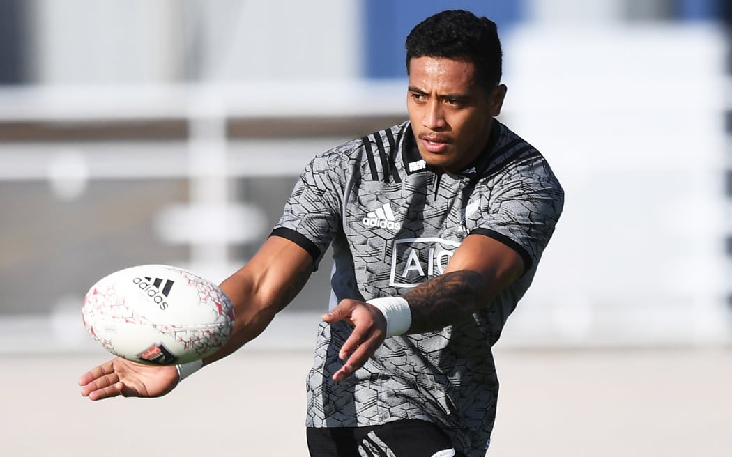 Shannon Frizell going through his paces at his first All Black training.