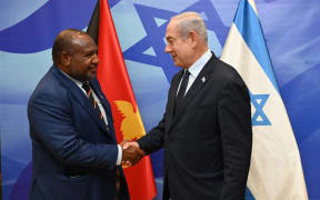 James Marape, left, and Benjamin Netanyahu in Jerusalem on 6 September 2023.