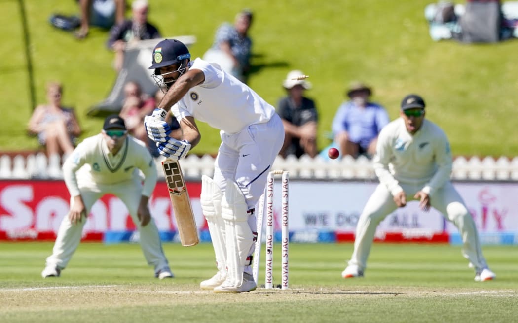 India's Hanuma Vihari is bowled by New Zealand's Tim Southee  during Day 4 of the test cricket international between India and New Zealand, Basin Reserve, Wellington, New Zealand.