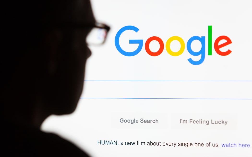 Close-up of the Google.com search homepage on computer.