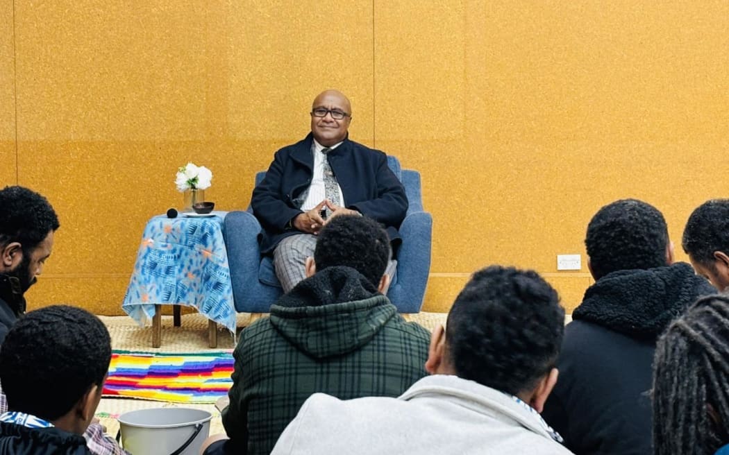 Fiji's Deputy Prime Minister Manoa Kamikamica meeting the Fijian community members in Wellington on Monday night. Photo: Fiji Ministry of Trade