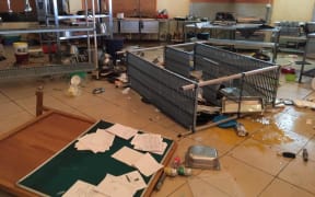 The damage left by an angry mob at the  Pacific Casino Hotel in Solomon Islands after the election of the prime minister. 24 April 2019