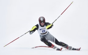 Jamie Prebble competing in the men's ski cross.