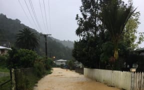 Flooding on Glendale Road in Woodhill, Whangārei after heavy rain on 11 November, 2022.